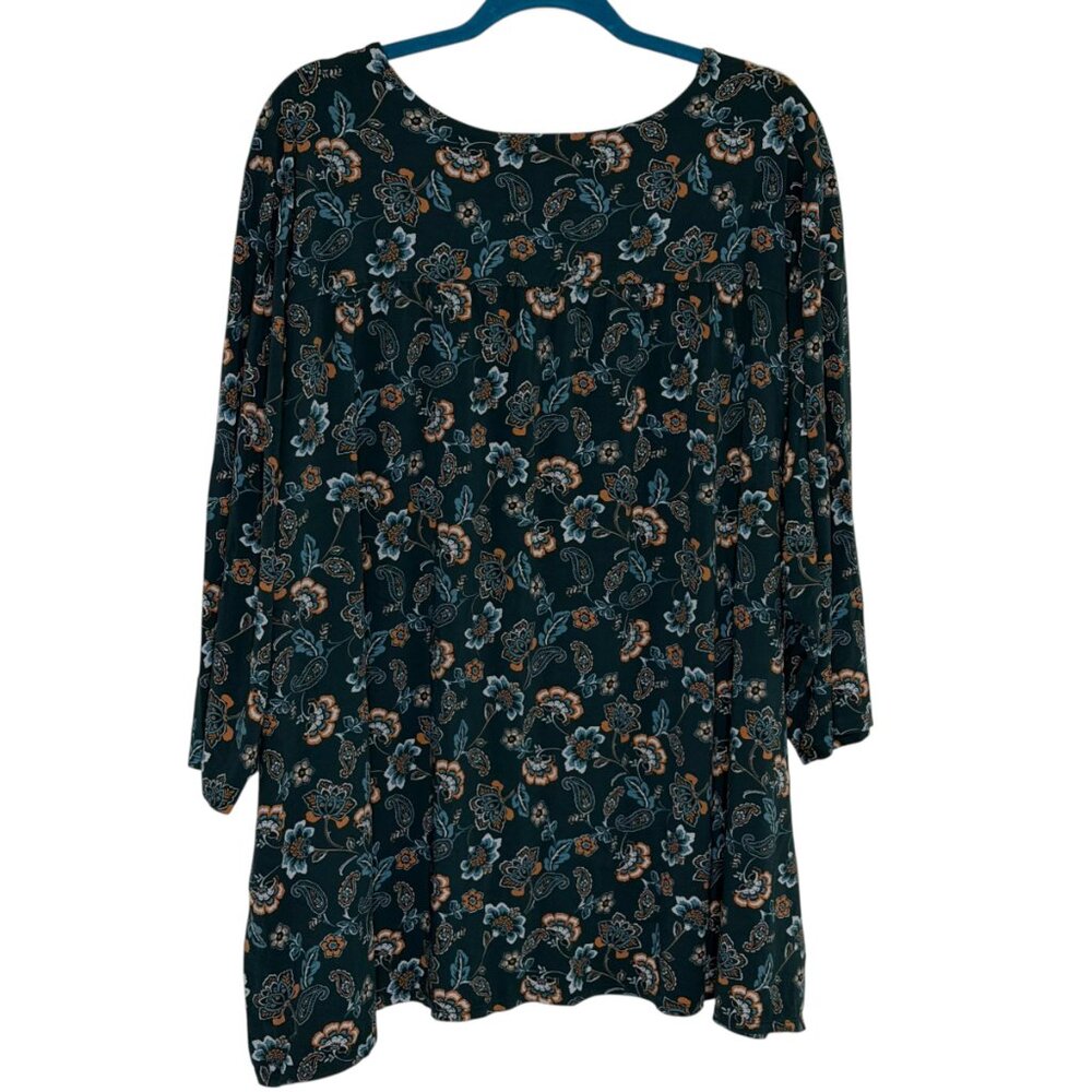 J Jill Wearever Collection Tunic Knit Top Blouse Shirt Floral Paisley 4X - Picture 7 of 11